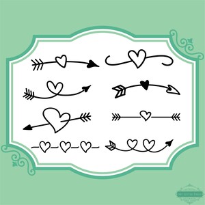 SVG Designs Arrow Heart Love Doodle archivos para Cricut y Silhouette Instant Download Files