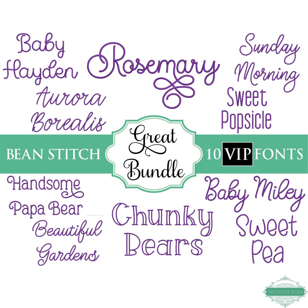 Vip Script Font VIP Satin Embroidery Font Bundle #6 - 0.75