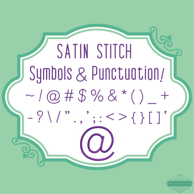 Embroidery Symbols & Punctuation Satin For our Fonts size 0.75 1 1.5 2 BX Included 11 Machine Formats Instant Download Files image 1
