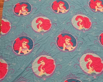 Vintage Disney The Little Mermaid Flat Sheet