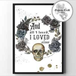 Edgar Allan Poe Print, Alone Print, A4 Gothic Picture, Gothic Art, Gothic Decor, A4 Print,  Edgar Allan Poe, Gothic Print, Gothic Wall Print