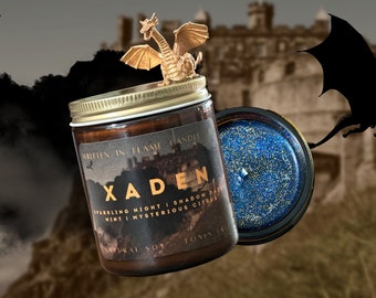 XADEN | Fourth Wing inspired, for her, gifts for readers, mint, mysterious citrus, book lovers, romantasy, soy bookish candle, toxin free
