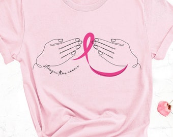 Stronger Than Cancer - In October We Wear Pink - Pink Ribon Shirt - Breast Cancer Awarenes Shirt - Block Cancer - Cancer Support Shirt