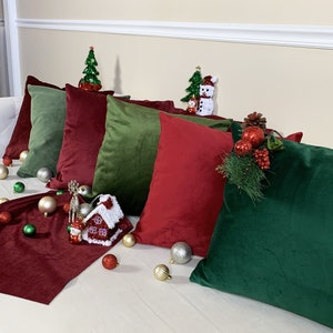 Christmas Velvet Pillow Cover with Invisible Zipper -Printed Christmas Velvet Pillow Cover –Handmade Multiple Size Covers- 100% Polyester