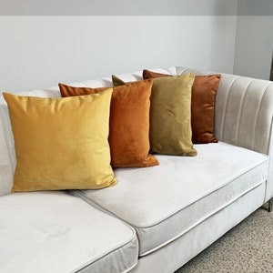 Fall Velvet Pillow Cover with Invisible Zipper -Decorative Fall Colors Velvet Pillow Cover –Handmade Multiple Size Covers- 100% Polyester