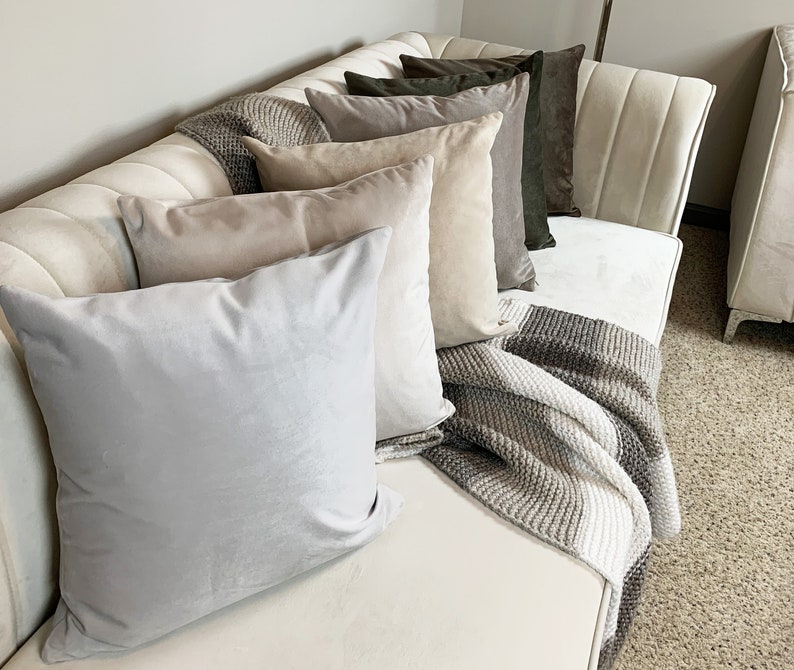 Velvet Pillow Cover with Invisible Zipper Decorative 100/% Polyester Nude Color Tones Velvet Pillow Cover \u2013 Handmade Multiple Size Covers