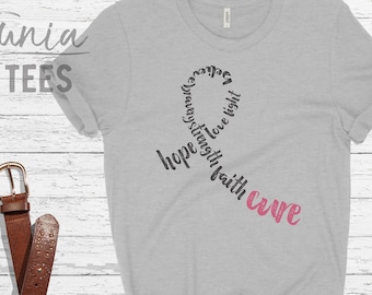 Word Ribbon Breast Cancer Awareness Shirt, Breast Cancer Awareness Shirt, Pink Ribbon Shirt, Race for the Cure Shirt, Breast Cancer Shirt