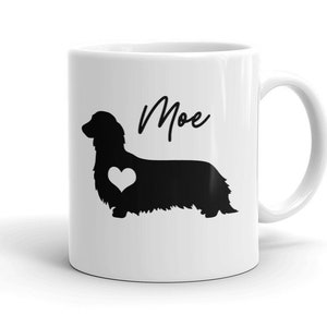 Long Hair Dachshund Mug, Personalized Doxie Mug, Dachshund Mom Gift, Custom Dachshund Mug, Dog Lover Gift, Dachshund Dad Gift