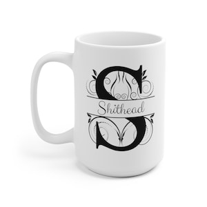 Caneca engraçada com letra S, caneca com palavrões, presente de palavrões, caneca engraçada de merda, caneca engraçada para presente