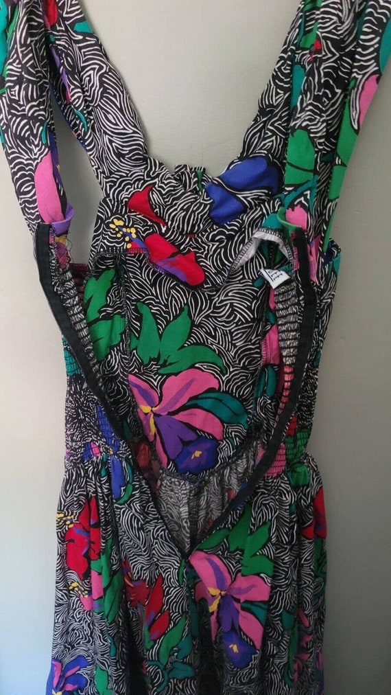 Vintage 50s Gown Fit Flare Bright Floral Off Shou… - image 3