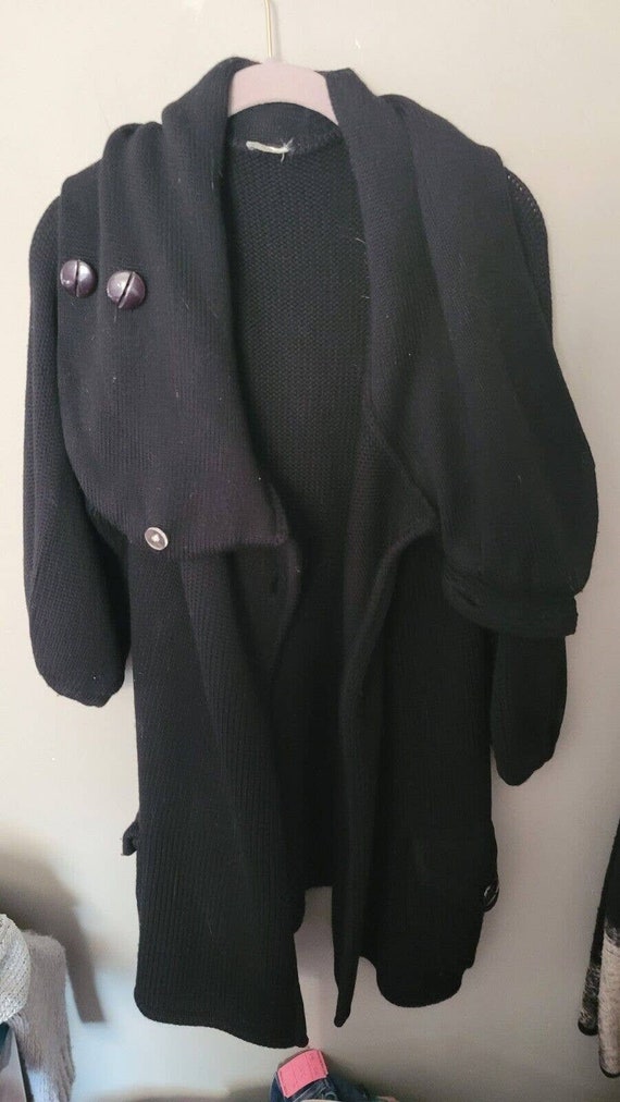 Vintage Black Wool Coat Women Tibi Black Merino W… - image 3