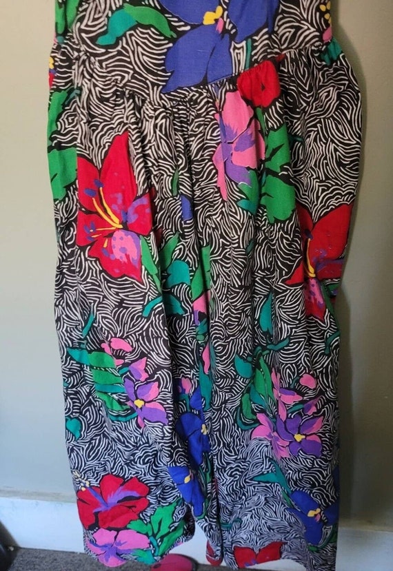 Vintage 50s Gown Fit Flare Bright Floral Off Shou… - image 6