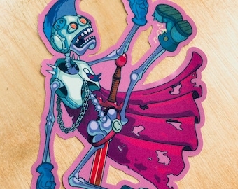 Naklejka winylowa Neon Knight, czaszka, szkielet, postać fantasy