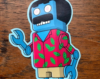 Naklejka winylowa Magnum P.I. Robot, TV, Lata 80., Vintage, Komiks, Kreskówka
