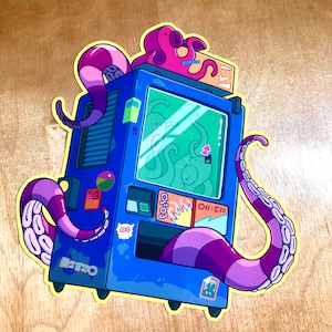 Squid Vending Machine Vinyl Sticker, Sci Fi, Comic