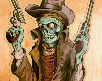 Naklejka winylowa Ringo Slim Cowboy, Western, Postać, Fantazja, Czaszka