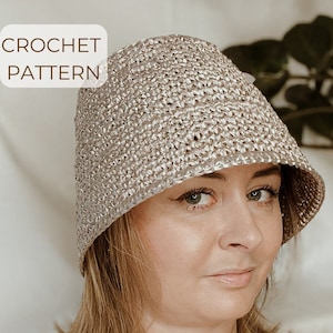 Download pdf crochet panama hat pattern. Summer hat pattern. Bucket hat crochet pattern