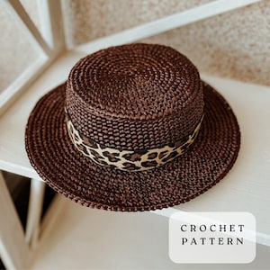 CROCHET PATTERN. Boater hat Pattern. Raffia sun hat women