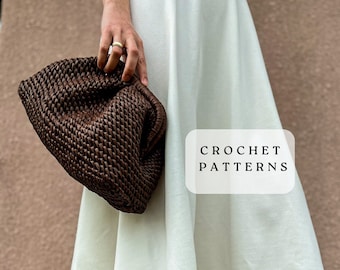 Crochet pattern dumpling bag Size L and M . English Video Tutorial PDF pattern. Cloud Bag for 8 & 10  Clasp