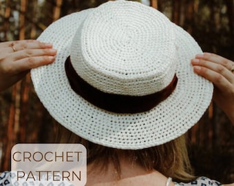 Modello per cappello da barca all'uncinetto: Rafia Canotier (modello PDF)