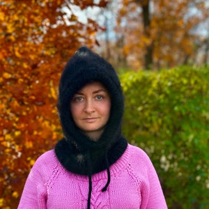 Balaclava hat Wool. Balaclava hat for women. Fluffy knit hood. Angora balaclava.