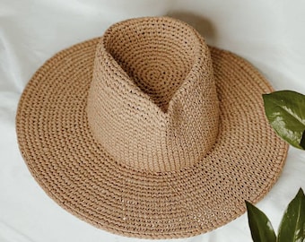 Fedora Kraft Ladies Straw Hat. Women fedora hat.