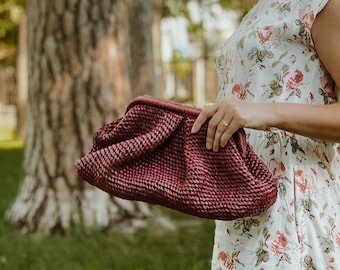 Bolso dumpling de rafia PATRÓN CROCHET. Formato PDF. Bolsa nube para cierre 8 y 10