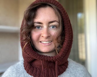【YOURNUS】Mori Eyelet Hood Knit Hood Pattern. Beginner Friendly Knitting Hood Merino. Warm