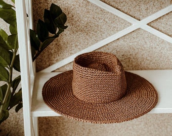 Kraft Straw Fedora Hat: Women's Panama Style