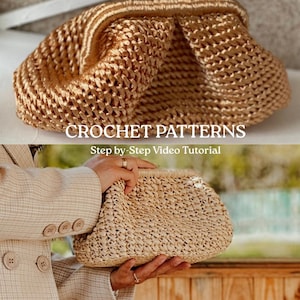 Crochet Pattern Bundle 2 Crochet Patterns for Bag. Crochet pattern dumpling bag. English Video Tutorial PDF pattern. Wristlet Clutch