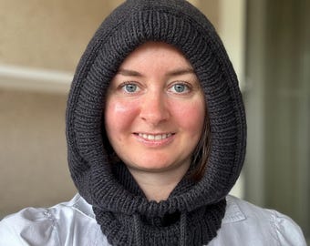 【YOURNUS】Mori Eyelet Hood Knit Knitting Pattern for a Voluminous Merino Hood. Beginner