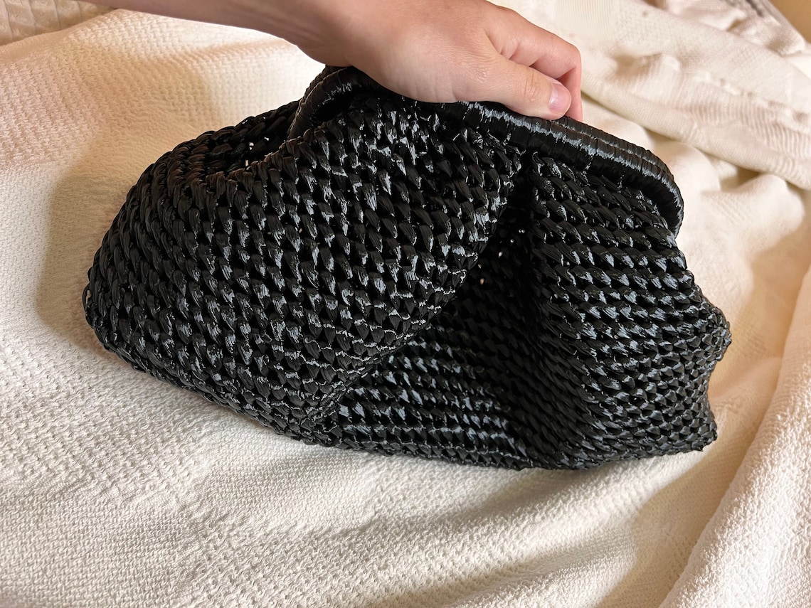 Black Clutch Purse . Voluminous Clutch. Oversize Straw Etsy