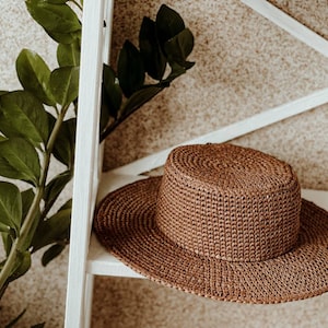 Handmade Raffia Canotier Hat: Summer Straw Sun Hat