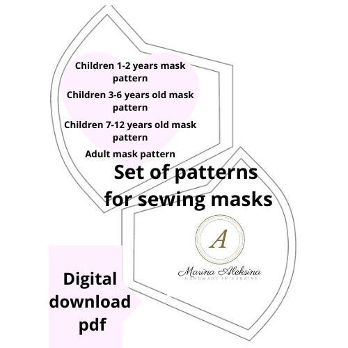 Fabric face mask pattern pdf/ Diy face mask pattern with Etsy