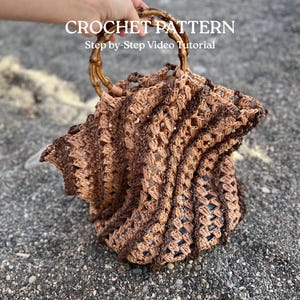 CROCHET PATTERN Tote Bag. Raffia bag pattern. Crocheted Raffia Bag pattern. Raffia beach bag