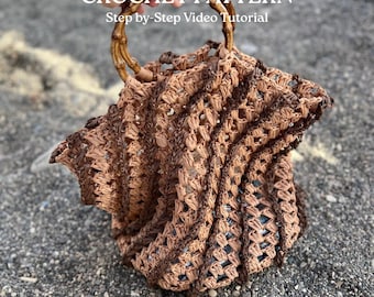 HÄKELN MUSTER Tragetasche. Raffia Taschenmuster. Gehäkelte Bastbeutel mit Muster. Raffia Strandtasche