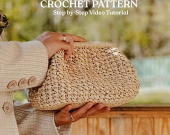Crochet Mini Cloud Bag Pattern (Raffia Dumpling/Ruffle Clutch) — English PDF + Video Tutorial