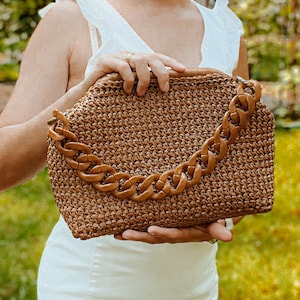 Crochet Raffia Pouch Bag Pattern: Summer Wicker Clutch (PDF Pattern)