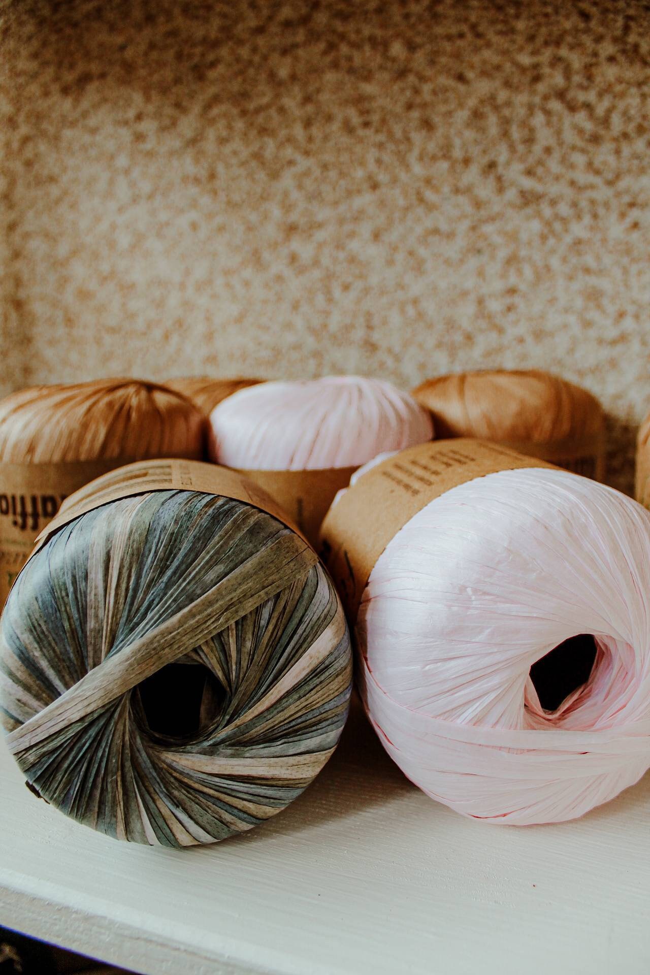 Natural raffia straw yarn/ Paper Yarn/ FibraNatura yarn/ Etsy