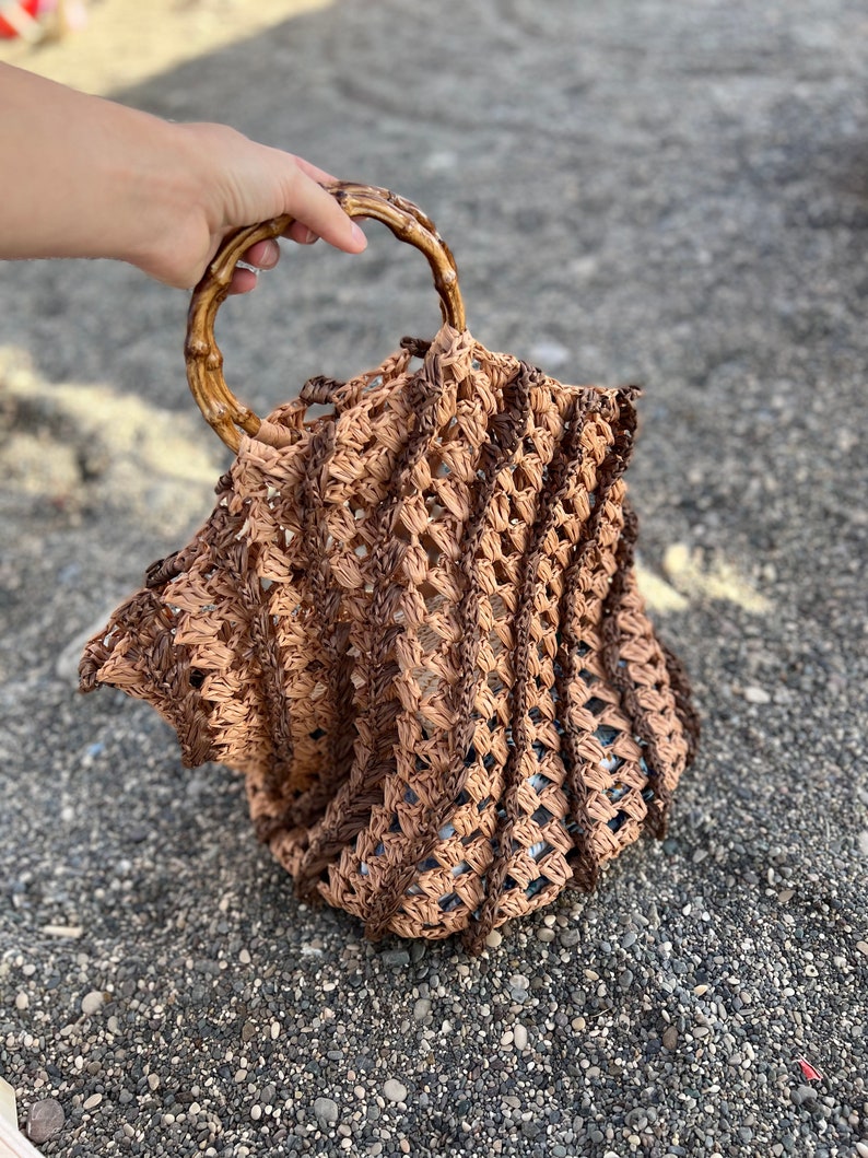 CROCHET PATTERN Tote Bag. Raffia Bag Pattern. Crocheted Raffia Etsy