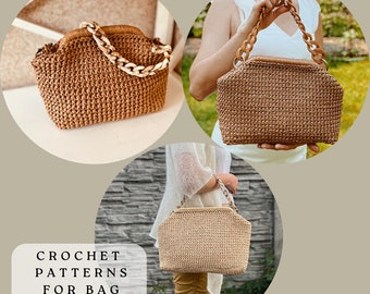 Crochet Patterns for Bag 3 size: S,M,L. Crochet pattern dumpling bag. English Video Tutorial PDF pattern. Wristlet Clutch