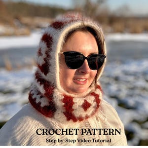 Granny square crochet pattern video tutorial. Easy begginer crochet hood pattern. Crochet Granny Square Balaclava . PDF pattern