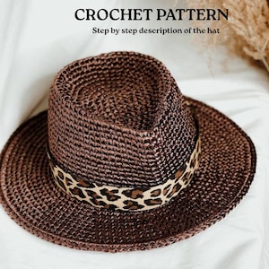 Crochet Raffia Fedora Sun Hat Pattern: Cleo Wide Brim (PDF)