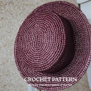 CROCHET PATTERN Canotier hat. Summer hat pattern. PDF download. Canotier oval hat women