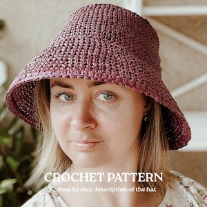 CROCHET PATTERN. Bucket Hat Pattern. Panama hat women Raffia bucket hat