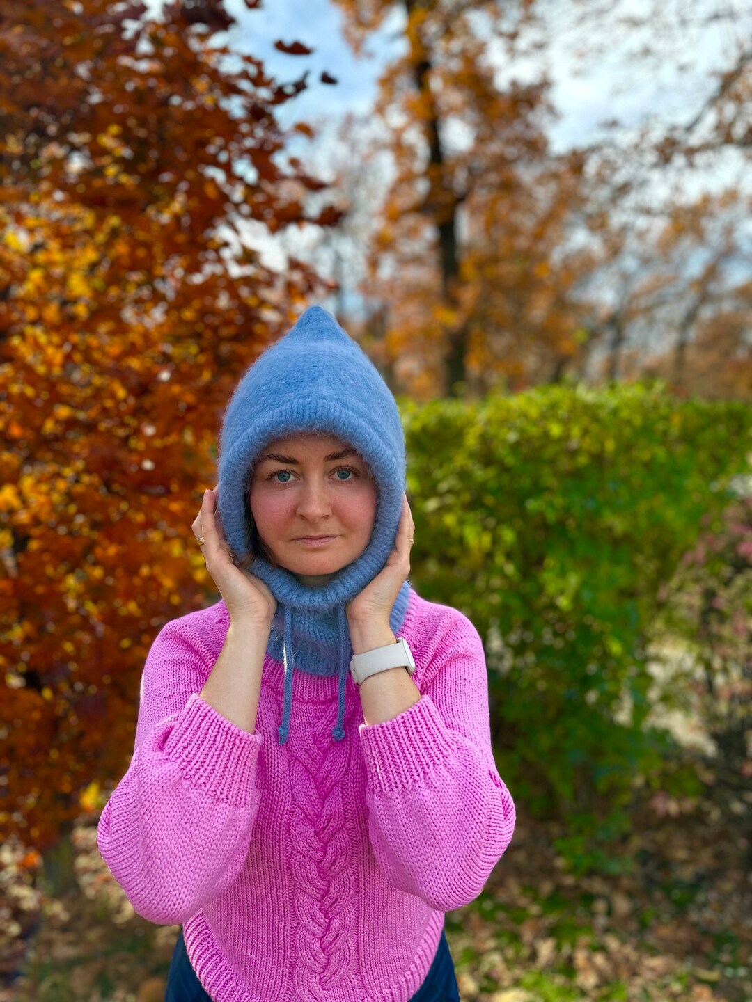 Balaclava Hat Wool Cornflower Color. Balaclava Hat for Women. Etsy