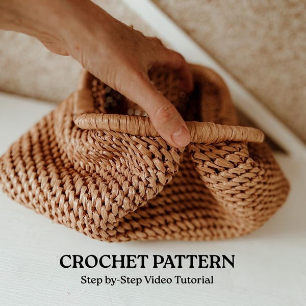 Easy Crochet Mini Cloud Clutch Pattern – Raffia Bag PDF + Video Tutorial, Instant Download