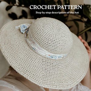 Raffia hat pattern, PDF download crochet pattern, Crochet raffia straw sun hat pattern