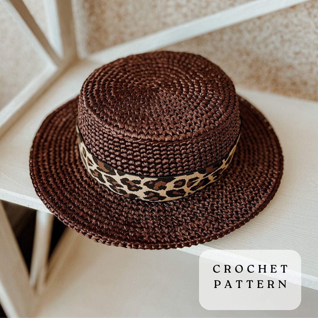 CROCHET PATTERN. Boater Hat Pattern. Raffia Sun Hat Women Etsy