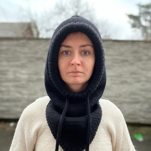 100% Merino Wool Balaclava Hooded Scarf Hat Set Winter Warm Knit Unisex wonima22 100% Merino Wool Balaclava for Women & Men Winter  main image 3